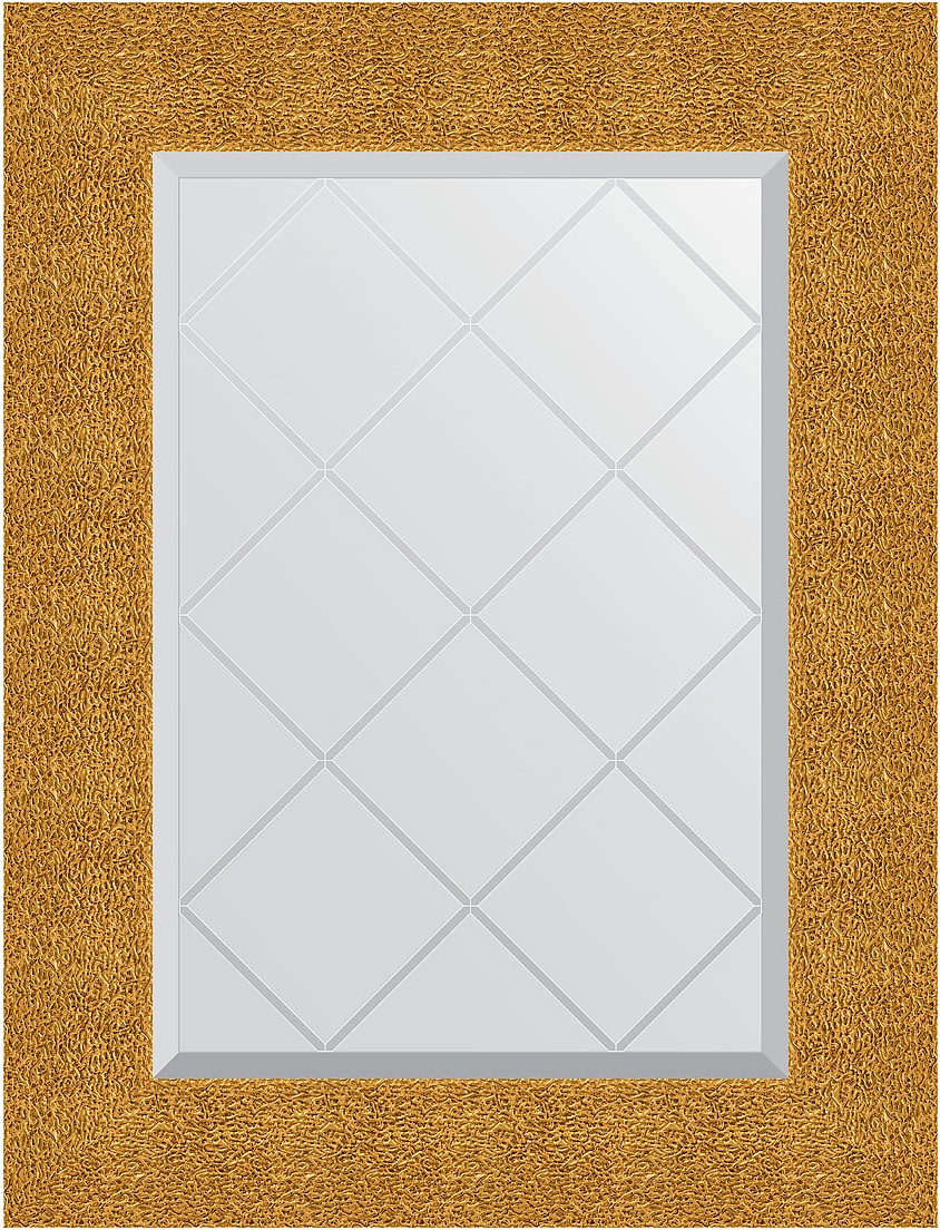 BY 4022 Зеркало с гравировкой в багетной раме - чеканка золотая 90 mm EVOFORM Exclusive-G