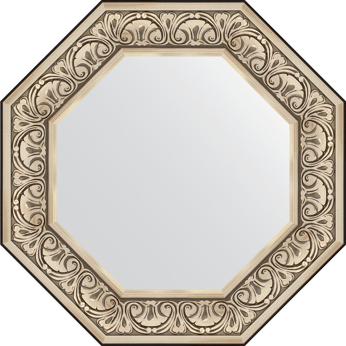 BY 7382 Зеркало в багетной раме - барокко серебро 106 mm EVOFORM Octagon