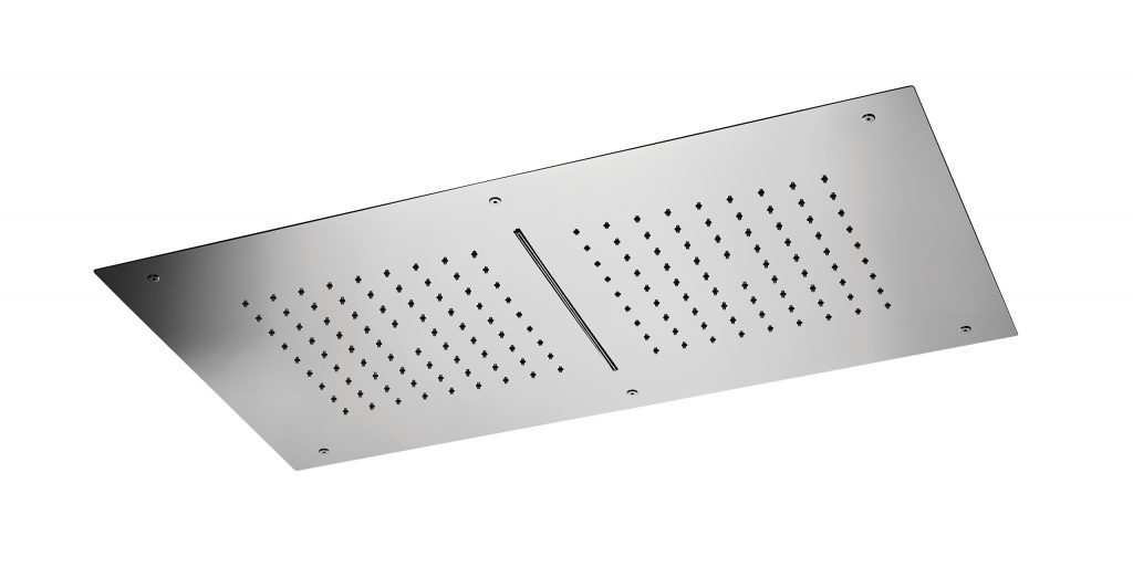 888 / 74PR 700x400 мм. стальная прямоугольная потолочная душевая лейка. Дождь и водопад. Bongio Wellness 888/74PR