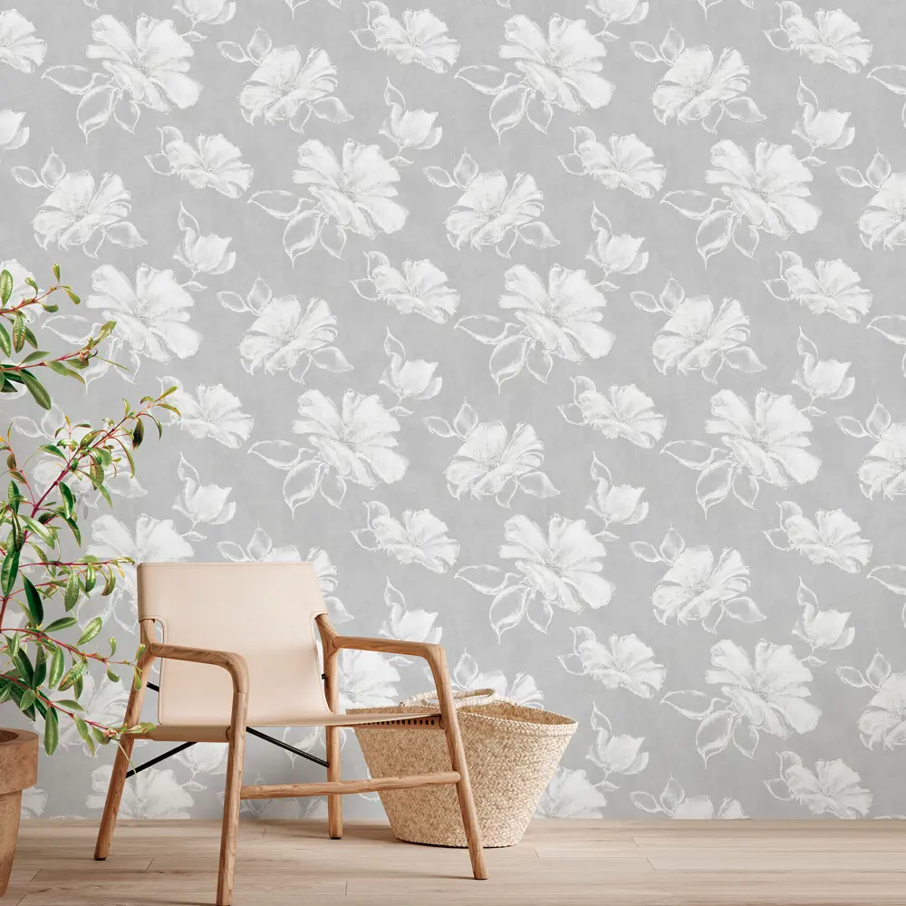 ELYSIUM Лантана - флизелиновые обои с цветочным узором в серых тонах 89402923 STLM-1578988 - Вид №2