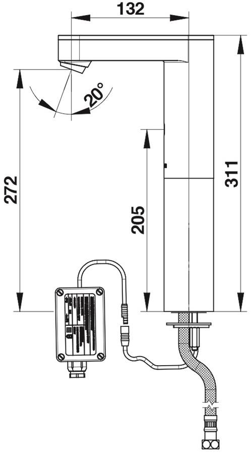 Бесконтактный кран, высокий, питание от сети Presto SO'O 56235 56235.0 - Вид №1