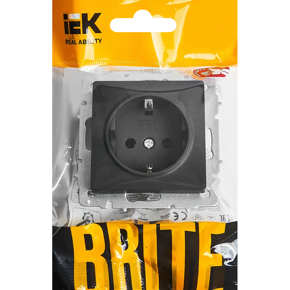 Розетка IEK Brite графит с защитными шторками и заземлением 87761581 STLM-1526629 - Вид №5