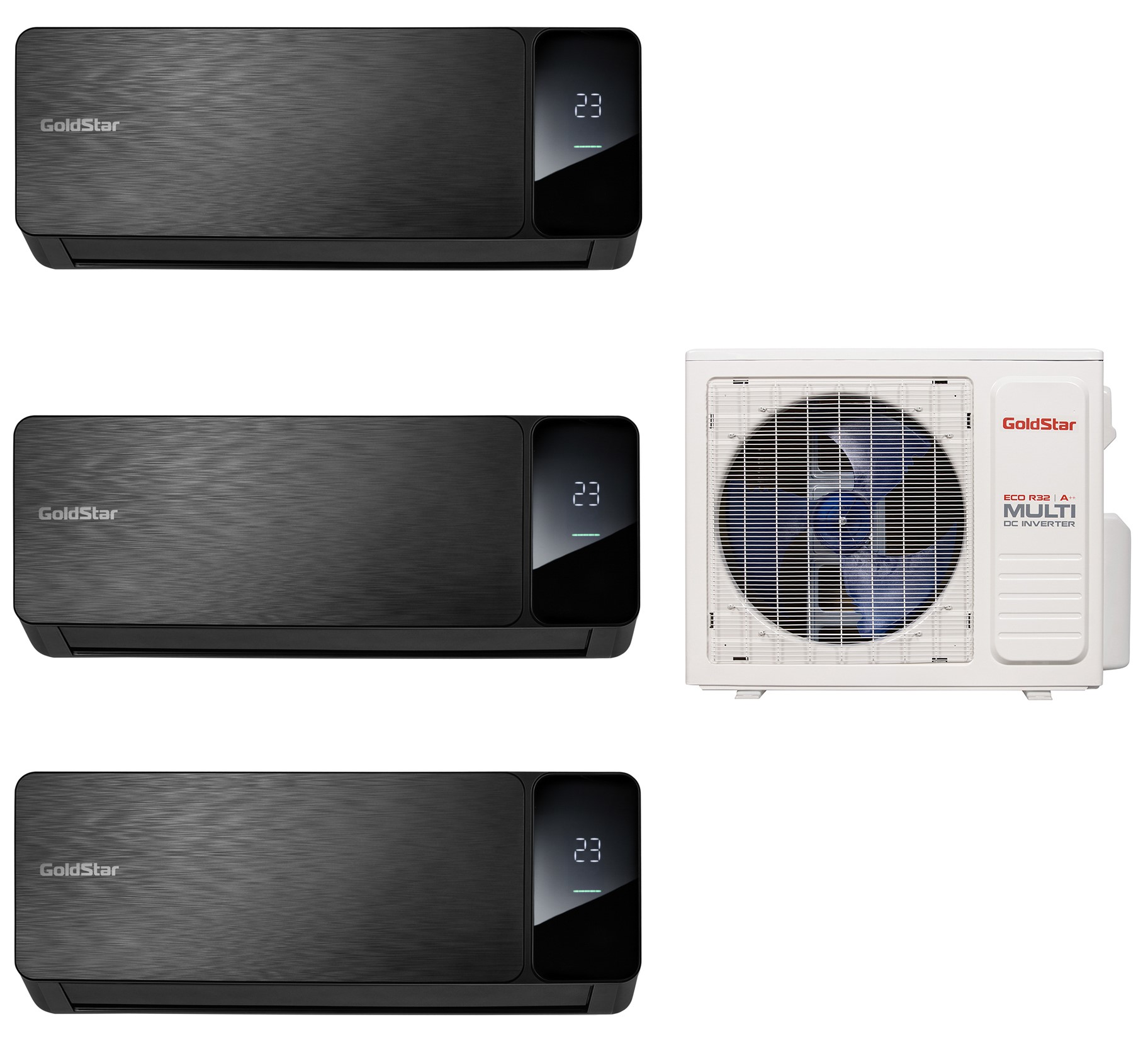 9244171 Кондиционер настенный мультисплит-система GoldStar GSA3OI-FM/out-21HN8 + FM/in-07+07+09HN8 черный STDN-0084632