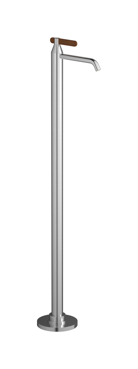 Высокий смеситель для напольной раковины в комплекте с донным клапаном. WE ARE IB oh706cc Brushed Nickel Soho