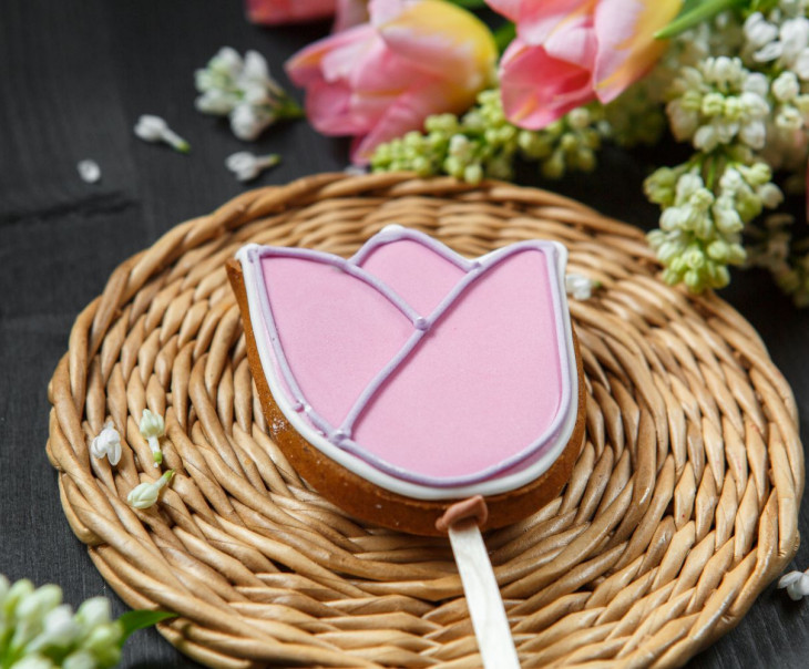 9663 Пряник Тюльпан розовый Вкусляндия  - Вид №1