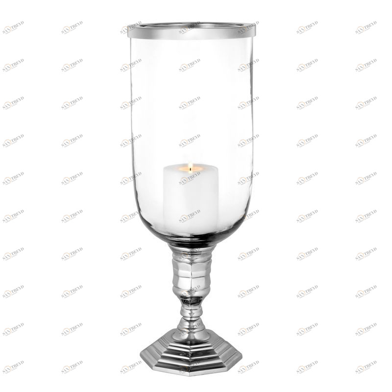 Подсвечник стеклянный на серебристой ножке Du Chetelet от Eichholtz EICHHOLTZ EICHHOLTZ 060289 Прозрачный;серебро 