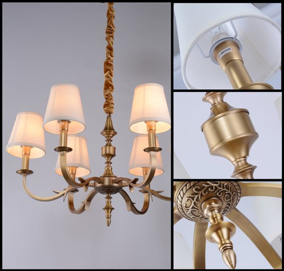 Люстра на 6 ламп 46х72 см белая Delight Collection XD010-6 brass DELIGHT COLLECTION ДИЗАЙНЕРСКИЕ 00-3883134 Белый;золото  - Вид №1