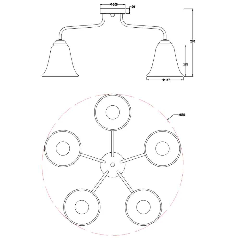 Люстра Freya Bells - 5-рожковая потолочная с конусными плафонами 89374249 STLM-1330496 - Вид №10