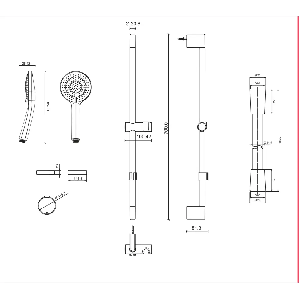 Jacob Delafon Elite - душевой комплект с тремя режимами в хромированном исполнении 85664789 STLM-0065068 - Вид №3