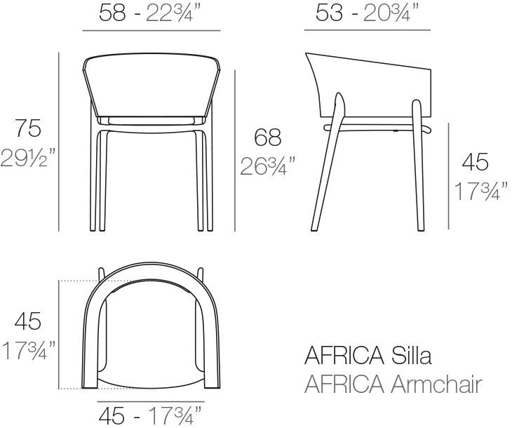VONDOM Садовый стул с подлокотниками Africa sun-id-1404670 - Вид №6