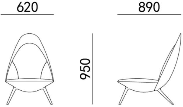 HC28 Cosmo Кресло с обивкой из стекловолокна Uovo 32f005 - Вид №2