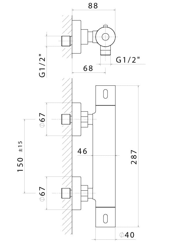 Термостатический смеситель для душа Newform набор для душа ARCH-00040760 - Вид №2