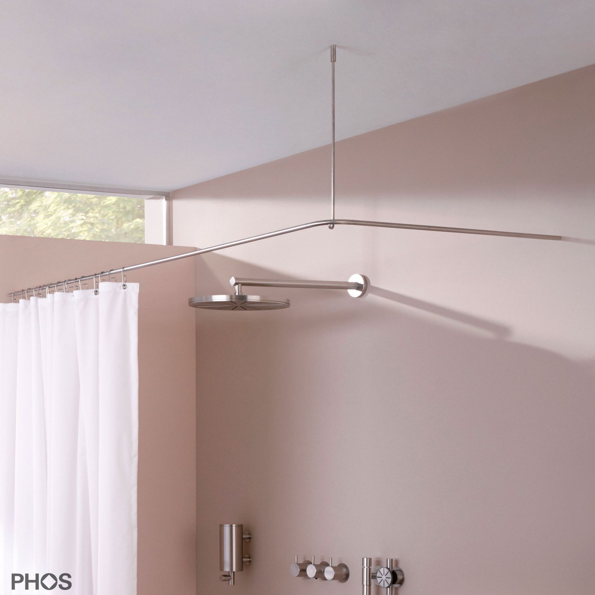 DSE1700-750 Г-образный карниз для душевой занавески, 170 x 75 см, для привинчивания PHOS  - Вид №2