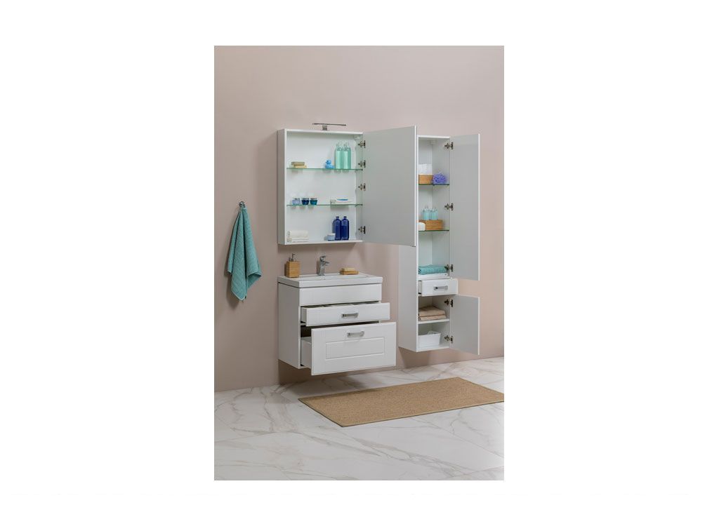 Мебель для ванной Aquanet Рондо 60 белый (2 ящика, зеркало камерино) 00195699 - Вид №5