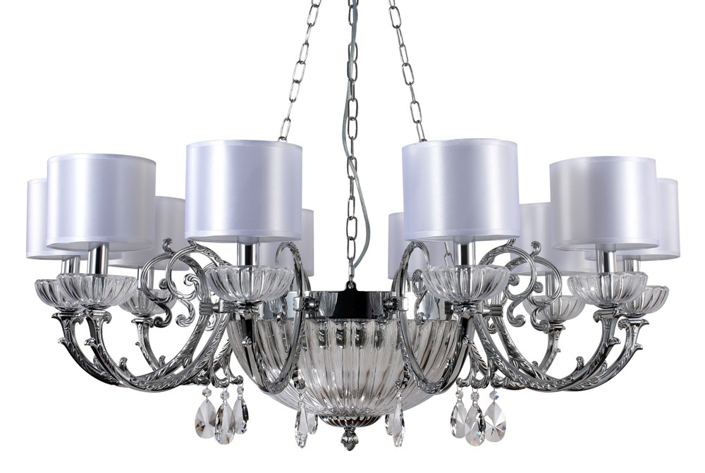 Подвесная люстра Crystal Lux Carino SP10+3 Chrome белая CRYSTAL LUX ДИЗАЙНЕРСКИЕ, CARINO 109310 Белый  - Вид №2