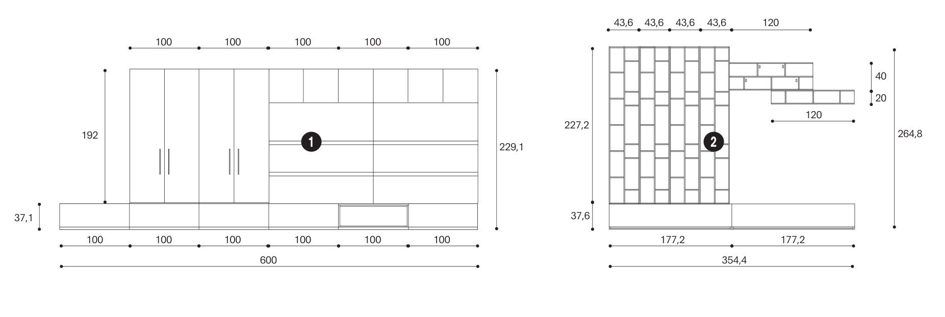 Оборудованная стена / книжный шкаф Giessegi день за днем ARCH-00008578 - Вид №4
