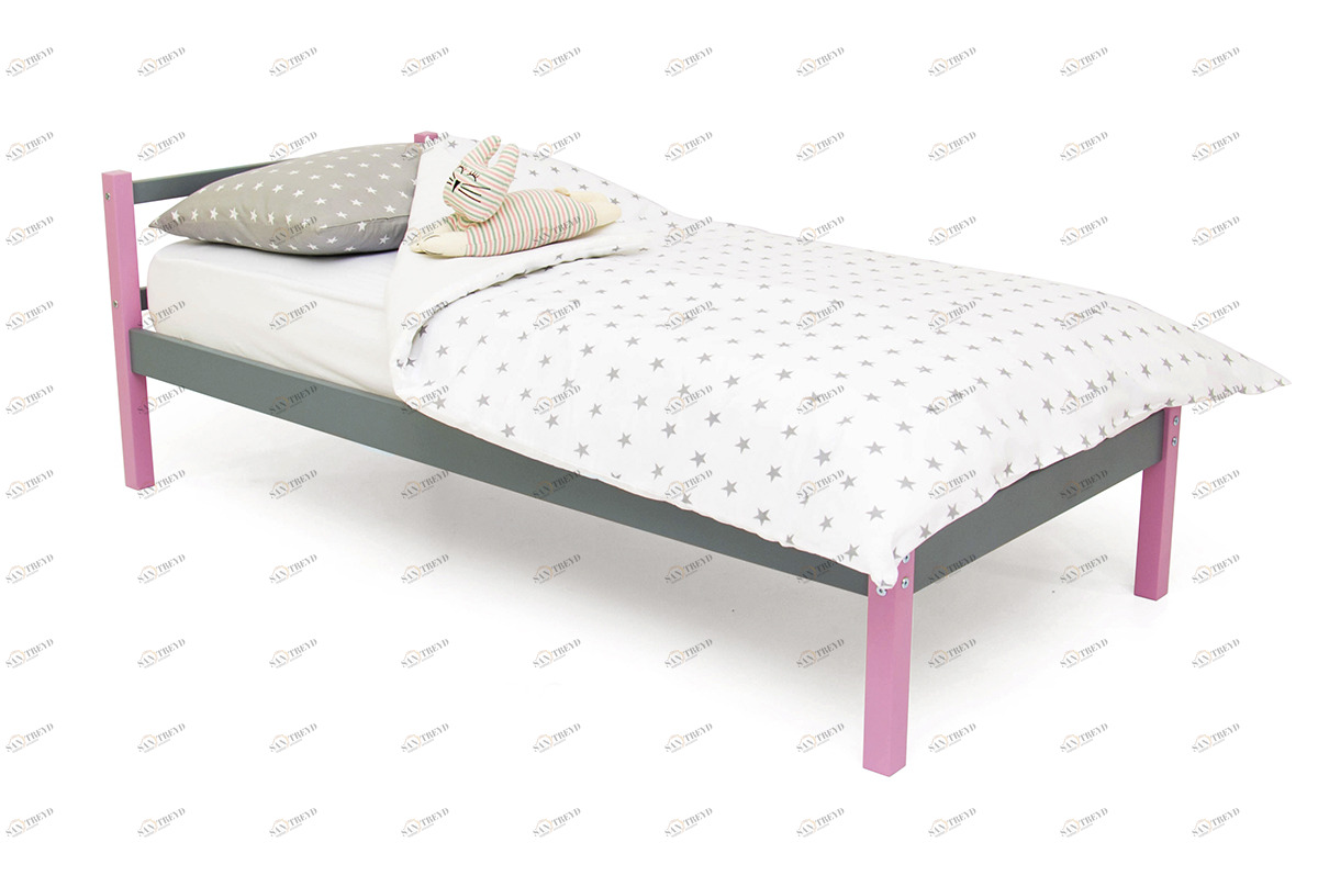 Детская кровать Svogen classic лаванда, графит БЕЛЬМАРКО  326805 Розовый;серый Santreyd 