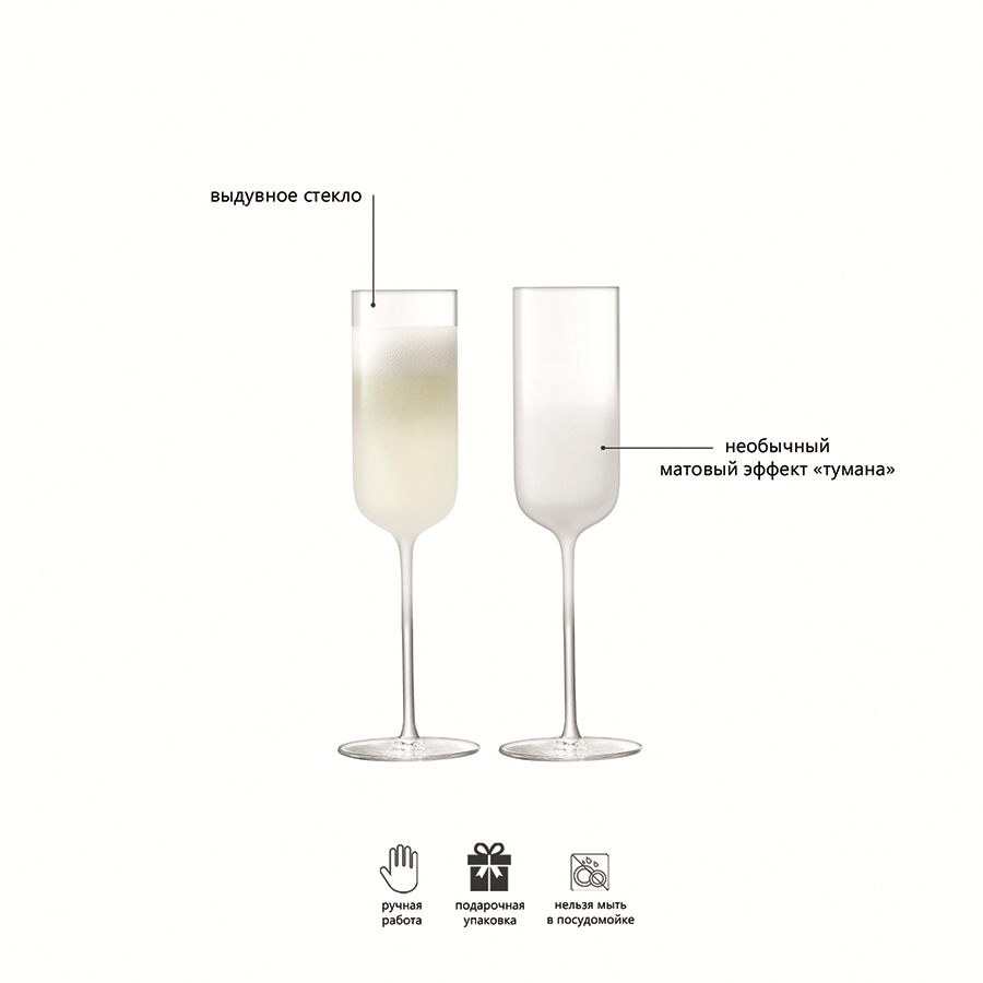 G1599-08-156 Набор из 2 бокалов-флейт для шампанского mist 225 мл LSA International  - Вид №4