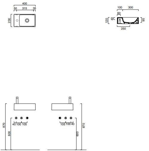 14023ve00-15025ve00 Подвесная раковина настенная овальная CERAMICA CATALANO VERSO белая - Вид №2