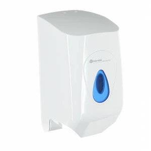 CTN201 Контейнер для бумажных полотенец в рулонах TOP MINI, АБС-пластик, белый, синее окошко Merida