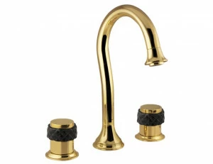 065501.N00.00 Раковина с тремя отверстиями из черного фарфора Золото 24К