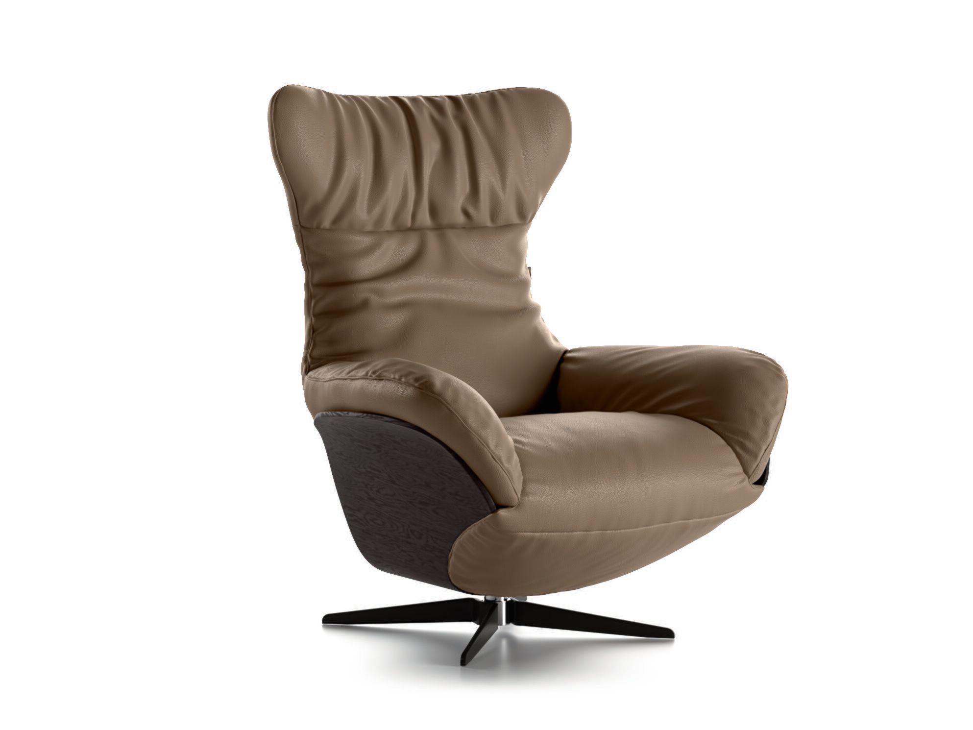 Кожаное вращающееся кресло с подставкой для ног Natuzzi Italia ILIA ARCH-00045700