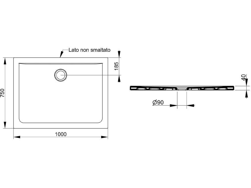 Керамический нескользящий прямоугольный поддон для душа Ceramica Dolomite SQUASH ARCH-00046905 - Вид №11