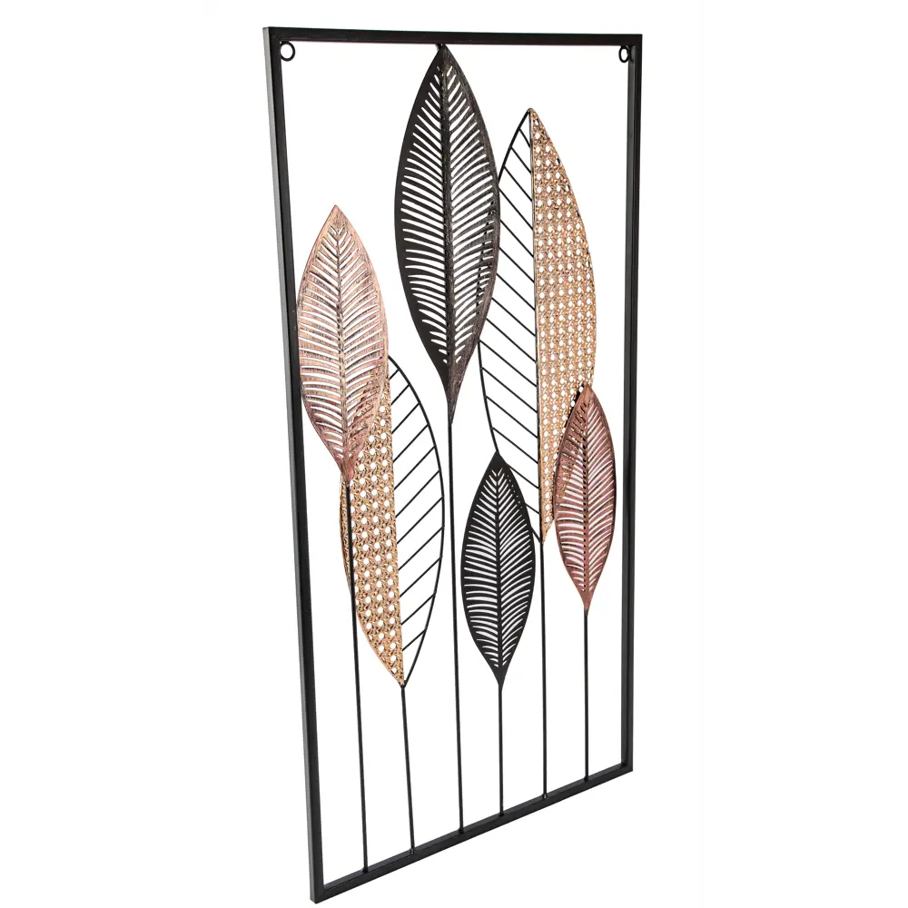 89356850 Панно настенное Листья металл 75x40 см серебристо-черный STLM-0831130 Santreyd  - Вид №1