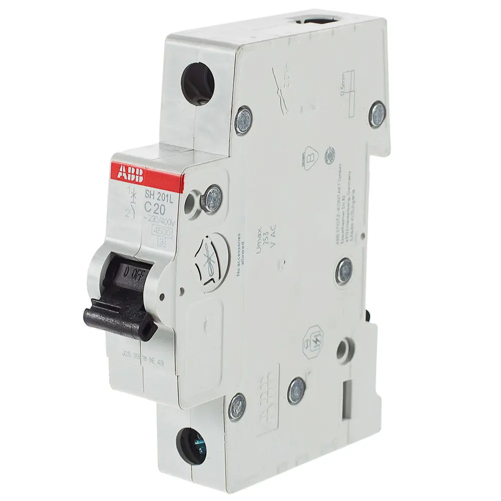 Автоматический выключатель ABB SH201L 1P C20 А 4.5 кА 2CDS241001R0204 STLM-2155324