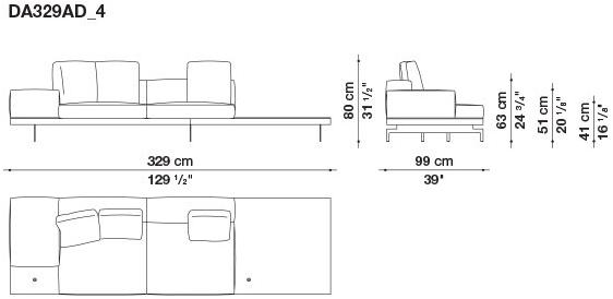 B&B Italia 3-х местный тканевый диван с шезлонгом Dock sun-id-1355318 - Вид №130