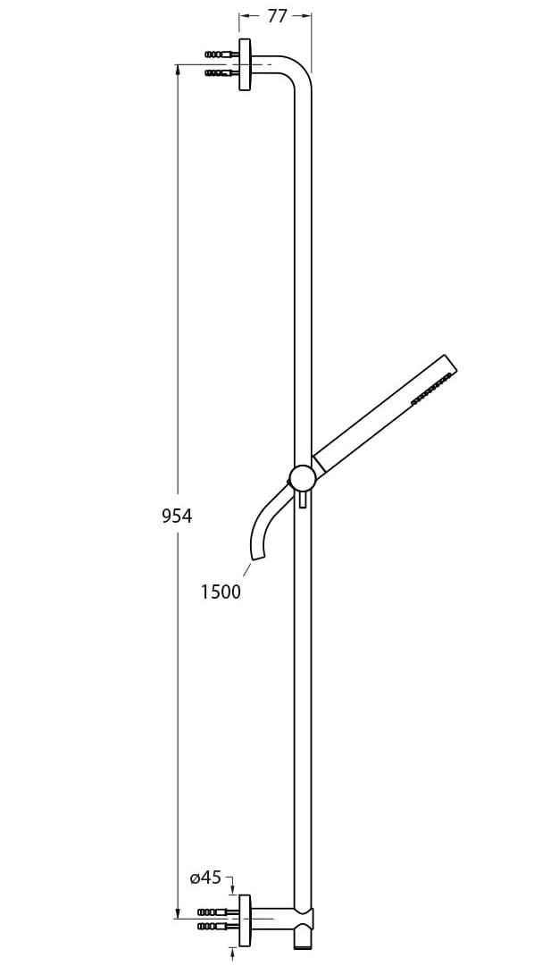Стержень из нержавеющей стали с ручным душем CRISTINA Rubinetterie дополнения для душа / ванны / умывальника - Inox collection ARCH-00013374