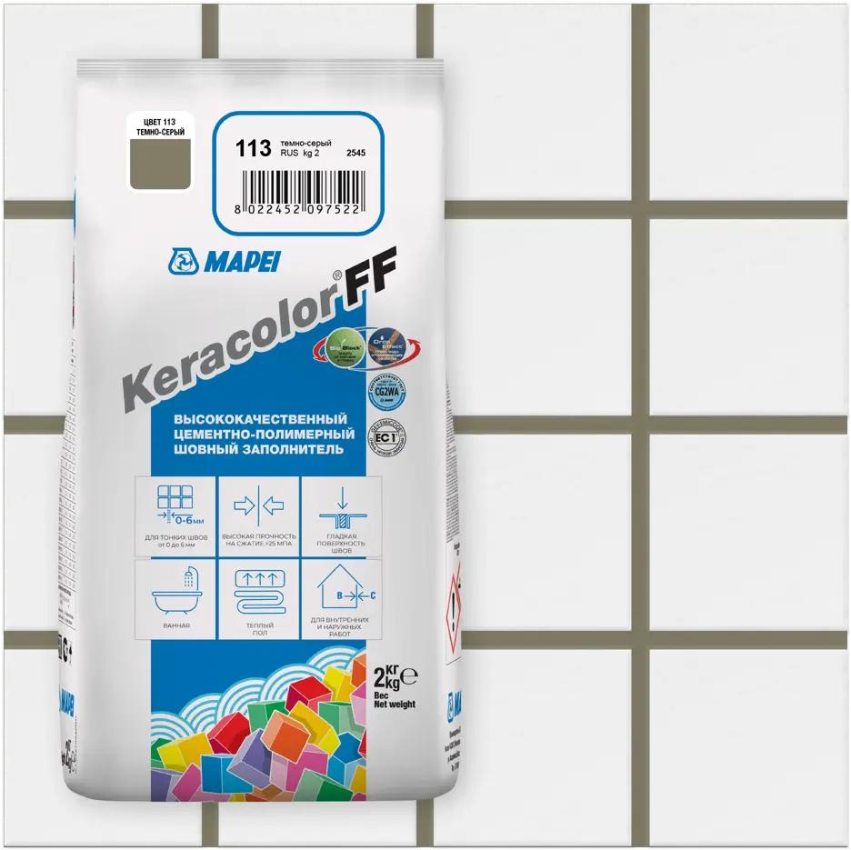 Затирка цементная MAPEI Keracolor FF 113 для влажных помещений 81981434