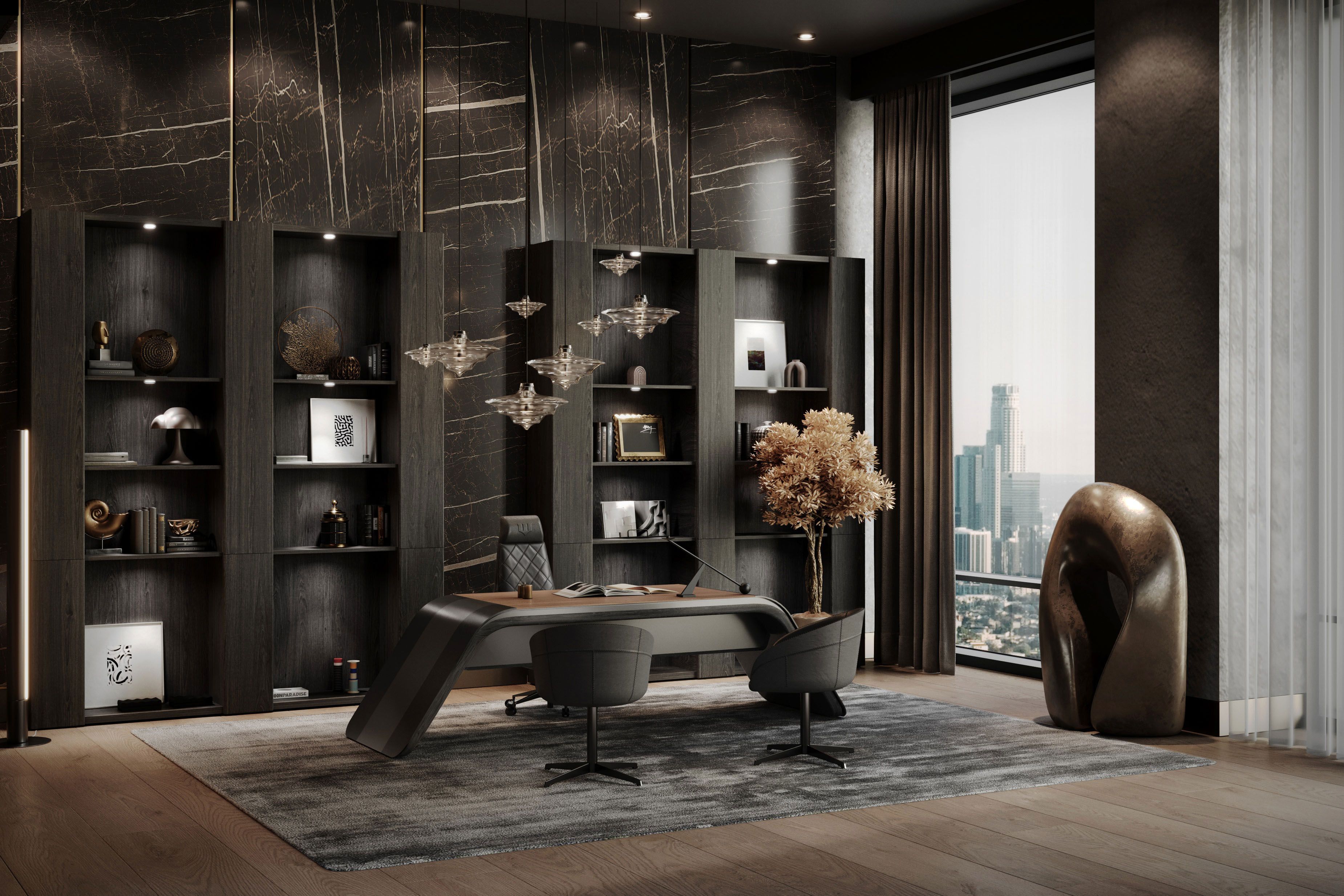 Деревянный и кожаный стол Wayne Enterprises Home Collection WE-024 ARCH-00123015 - Вид №3