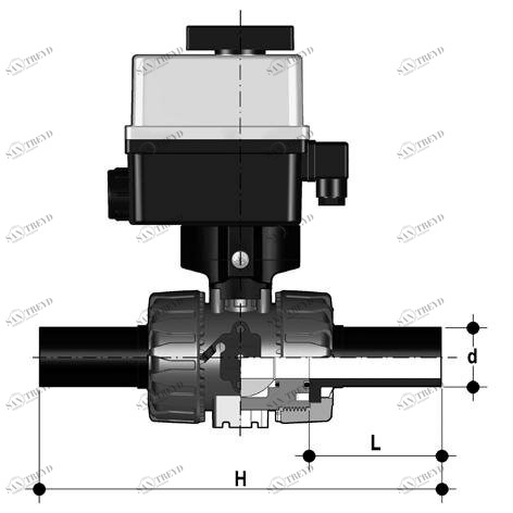 SANIT 527448070015040 2/2-ходовой шаровой кран VKR DualBlock®, ПП, д 20 - 63 г, PP-LS сопла 