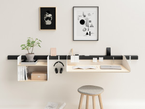 Система полки с деревянным письменным столом