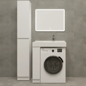 Тумба под накладную раковину KONSENSA Терни правая 91.7x18 раковина на стиральную машину Mira шкаф-пенал цвет корпуса белый