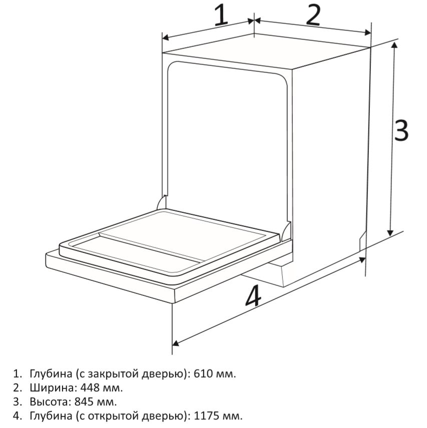 1387120 Посудомоечная машина DEXP M9C7PD белый STDN-0102340 - Вид №11