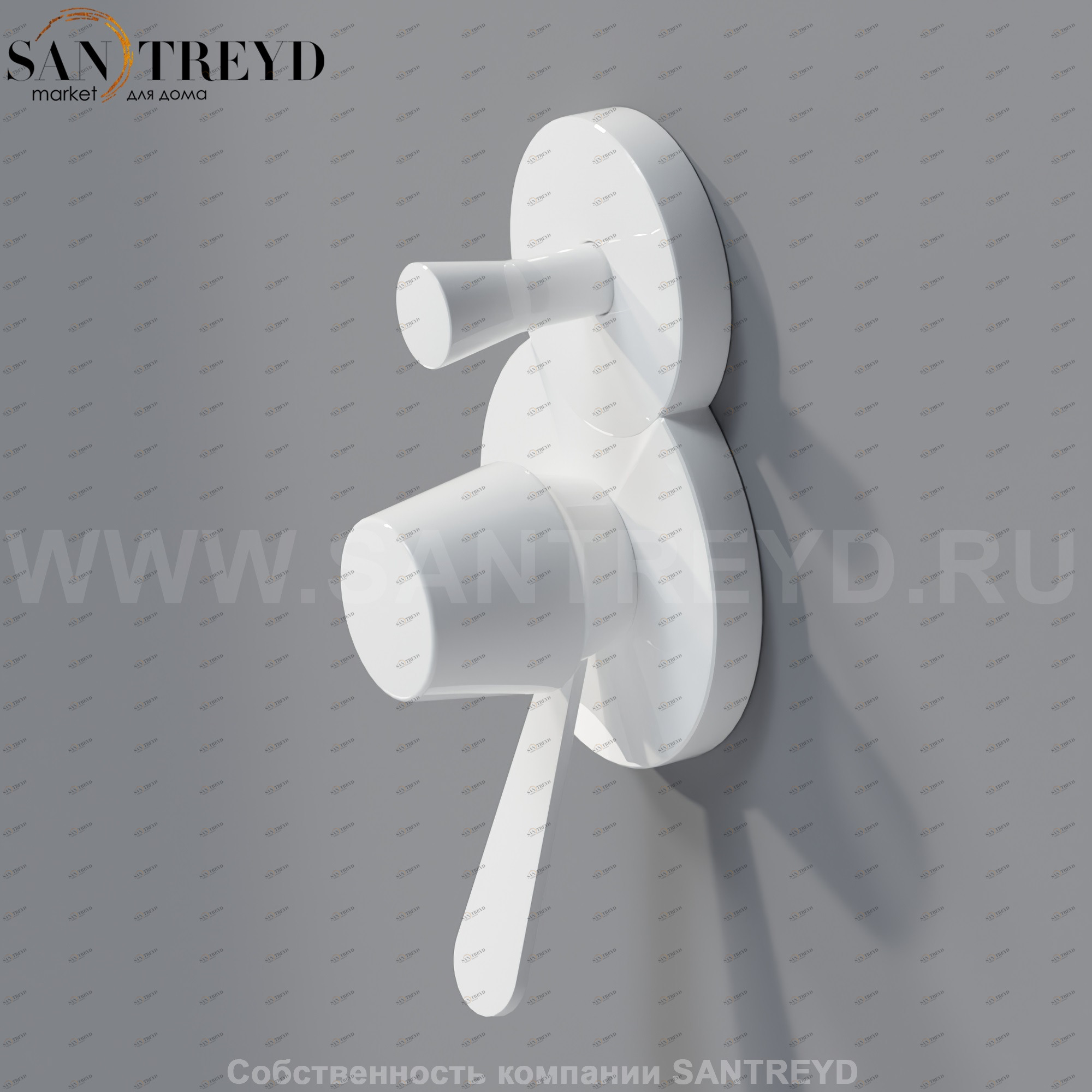 Agape FEZ Встроенный однорычажный термостатический смеситель с ручкой и девиатором белый матовый CRUB0921LZ