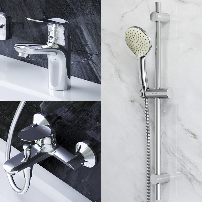 F40985C00 набор 3в1: см-ль д/умывальника см-ль д/ванны/душа душевой комплект шт. AM.PM Sunny - Вид №1