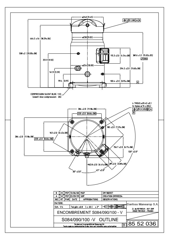 Danfoss SM — Герметичные спиральные компрессоры, R22 SM161-4VAI компрессор спиральный SM161-4VAI  - Вид №6