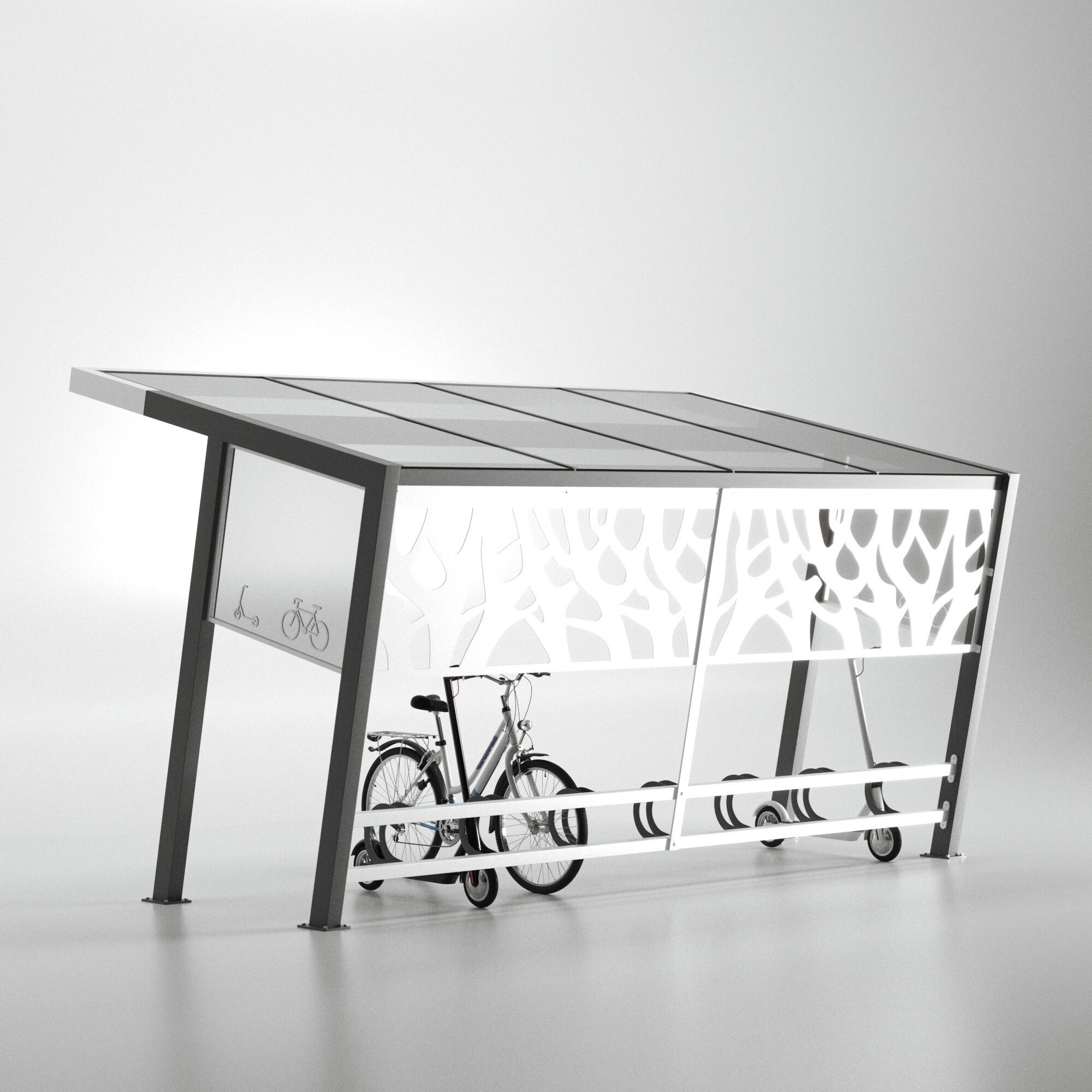 Стальной и поликарбонатный навес для велосипедов и мопедов CITYSì CROSS ARCH-00108240 - Вид №4