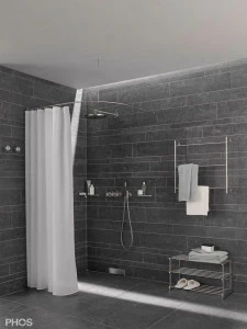 DSB500-900K45 Карниз для душевой занавески четверть круга с радиусом дуги 50 см, 90 x 90 см для приклеивания к стене PHOS