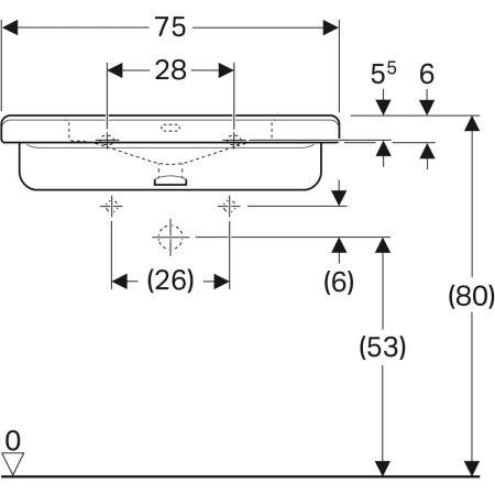 128667000 Раковина Geberit Renova Comfort Square, безбарьерная Geberit  - Вид №27