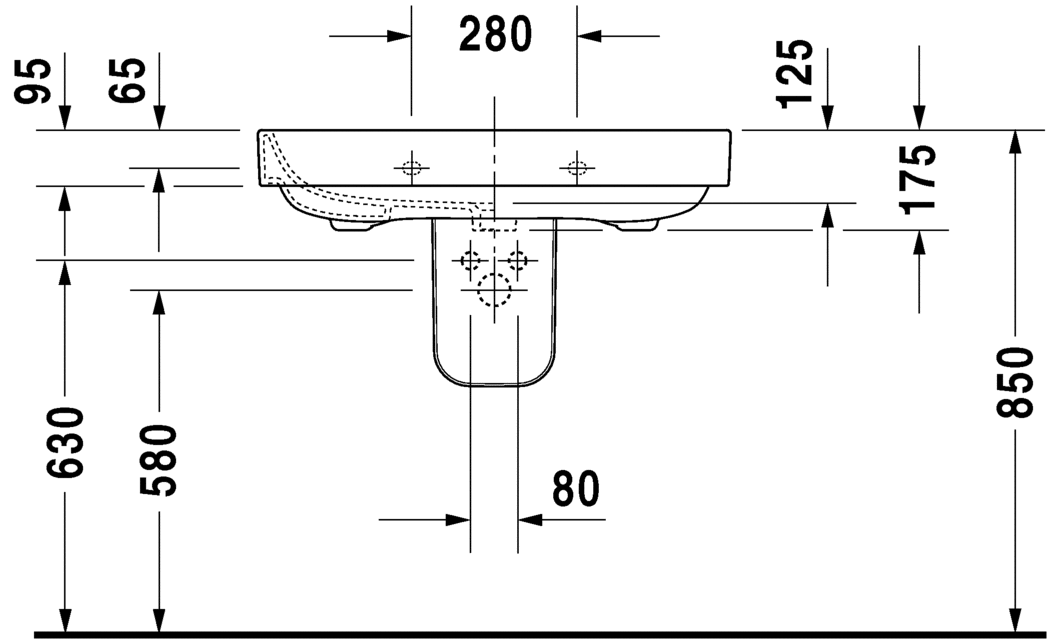 2316800000 Подвесная раковина настенная овальная Duravit Happy D.2 - Вид №3