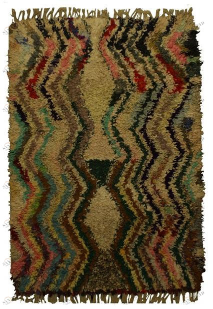 AFOLKI Прямоугольный шерстяной коврик с длинным ворсом и узором Boucherouite Taa1051be