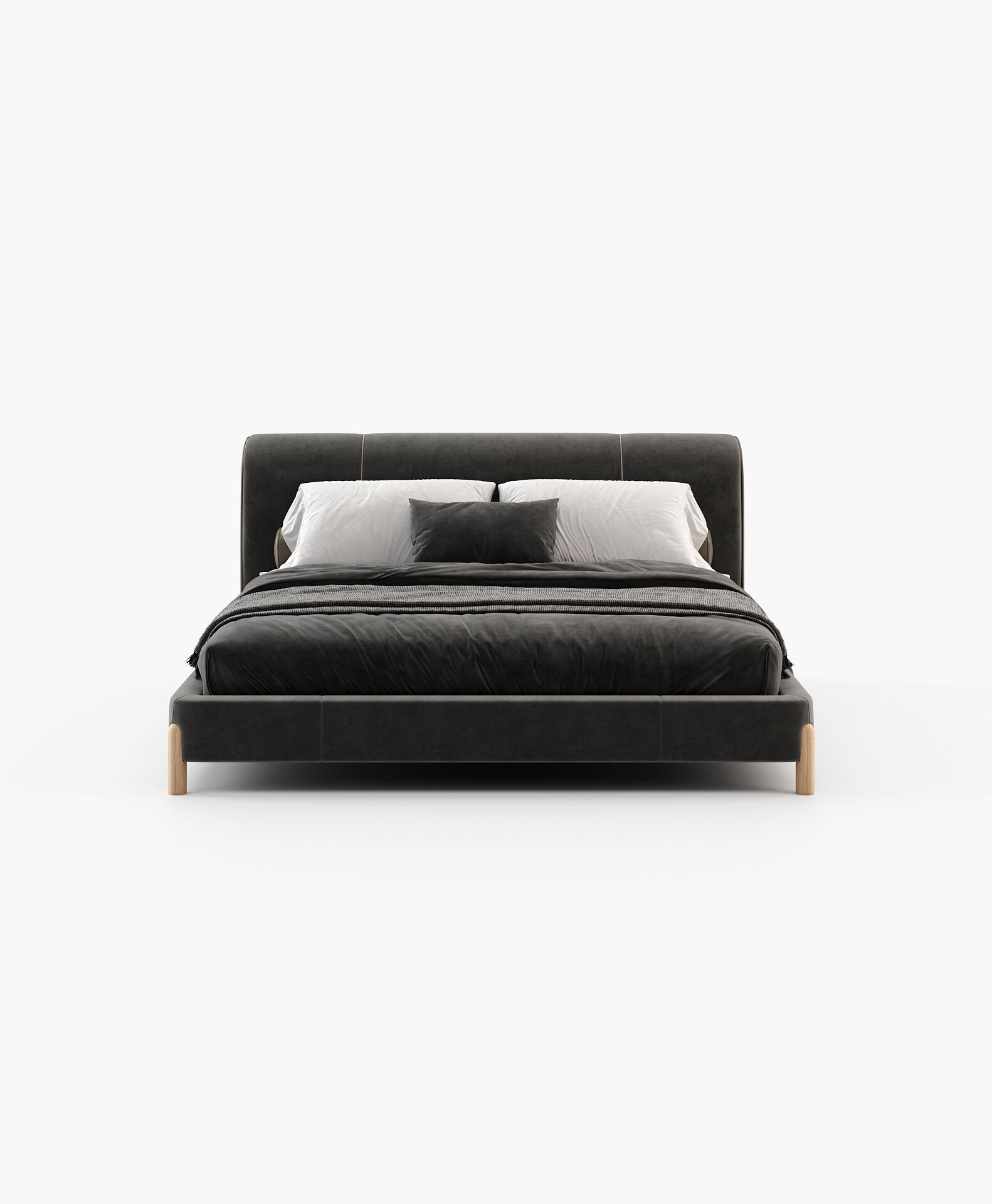 Двуспальная кровать из ткани с мягким изголовьем Laskasas Canvas ARCH-00149703 - Вид №6