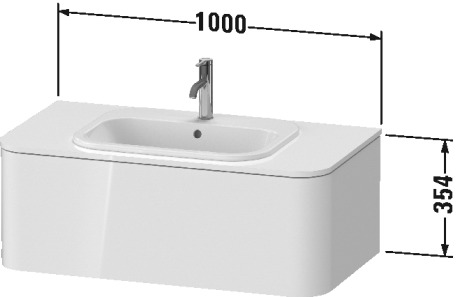HP495102222 Happy D.2 Plus Тумбочка для подвесной консоли Белый глянцевый декор Duravit - Вид №1