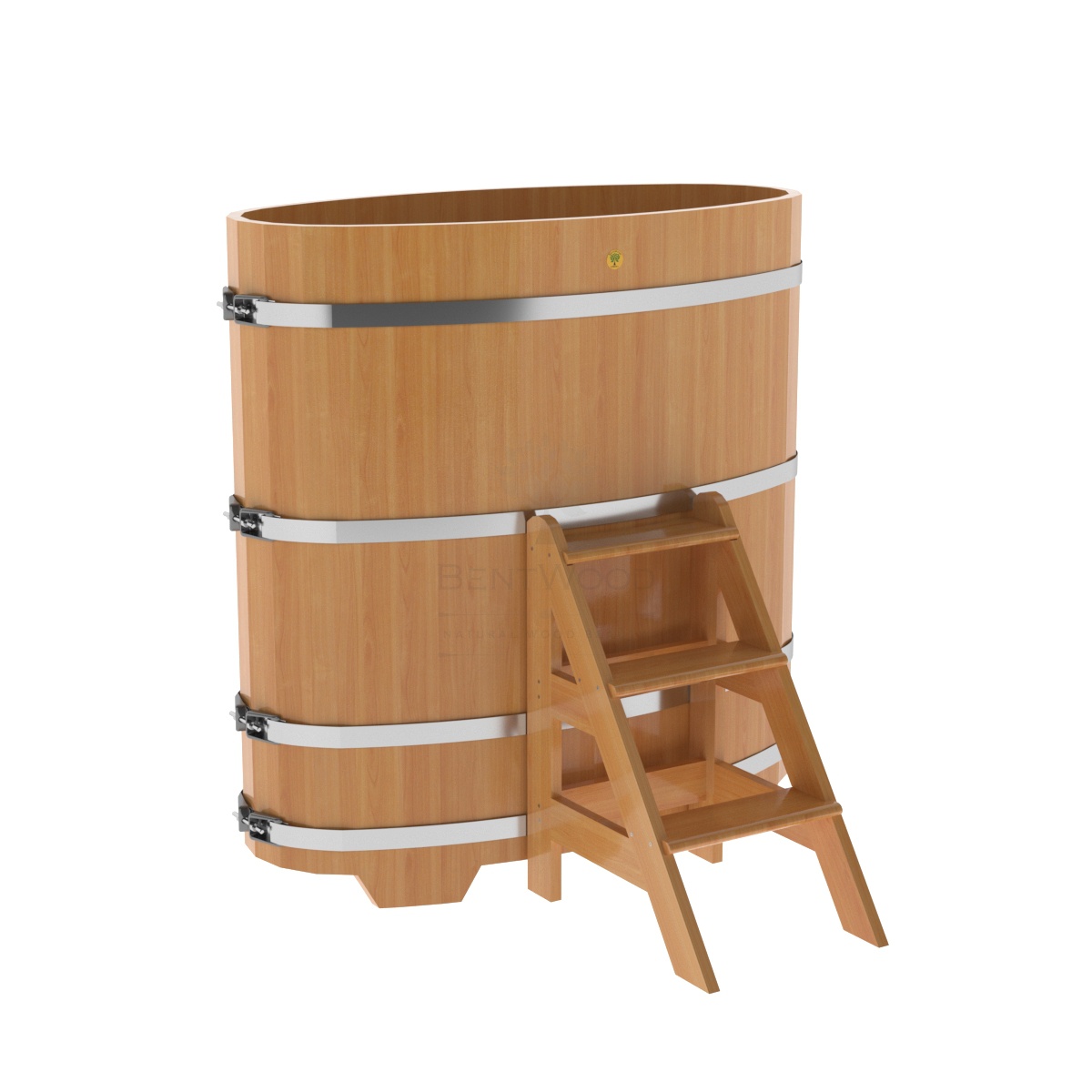 1139 Купель овальная из лиственницы 0,69х1,31х1,4 натуральная премиум Alyarus 