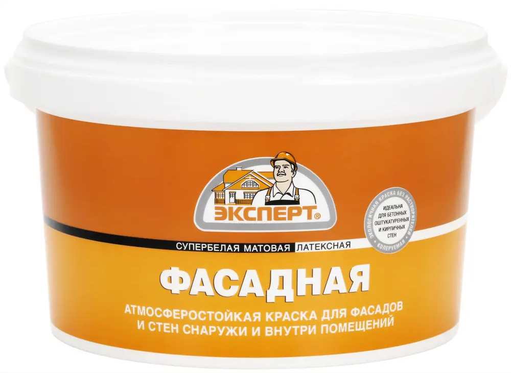 Фасадная краска Эксперт: атмосферостойкая супербелая для наружных и внутренних работ 85090142