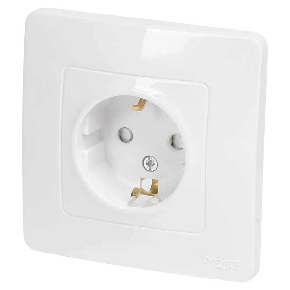 Розетка встраиваемая Systeme Electric Blanca с заземлением со шторками цвет белый STLM-2160464 - Вид №1